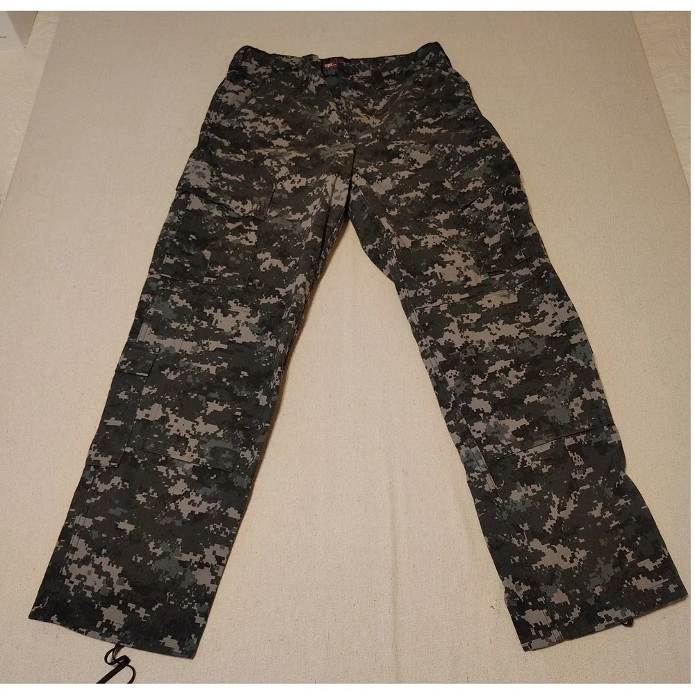 Tru-Spec Digital Camo Tactical Cargo Pants Mens Medium Regular Grey Black Camo